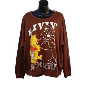 Disney Winnie the Pooh Brown Graphic Sweatshirt Livin Bother Free Size XL